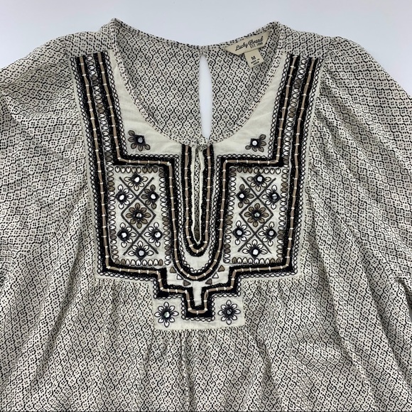 Lucky Brand Lilah Mirrored Boho 3/4 Sleeve Blouse - Picture 3 of 9